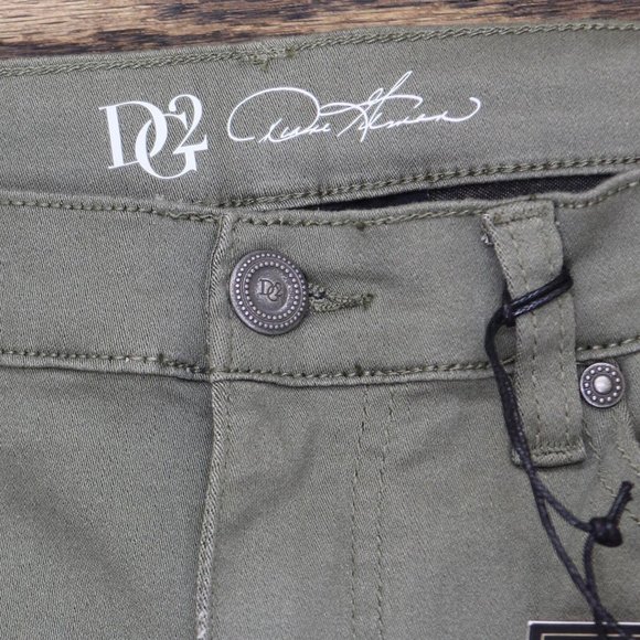 NWT DG2 by Diane Gilman Petite Metallic Side Stripe Skinny Jeans 12P Olive Green - Picture 4 of 8